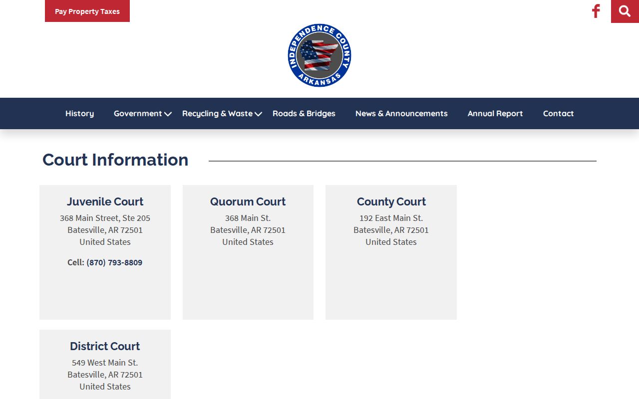Independence County court docket court building information