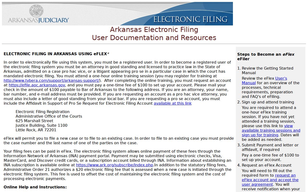 eFlex resources relevant to Independence County electronic case filing