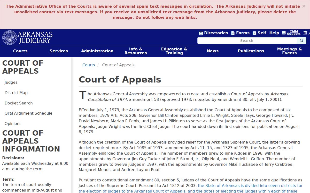 Independence County civil docket Court of Appeals information