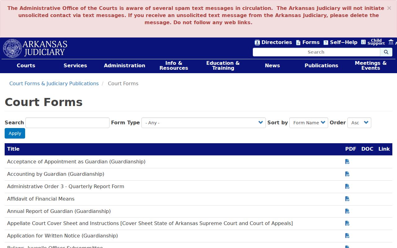 Independence County civil docket Arkansas court forms catalog
