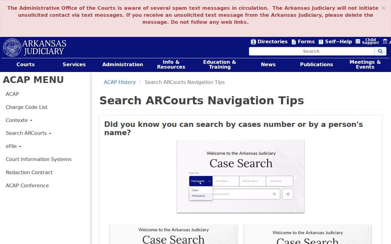 Independence County court calendar Search ARCourts navigation tips