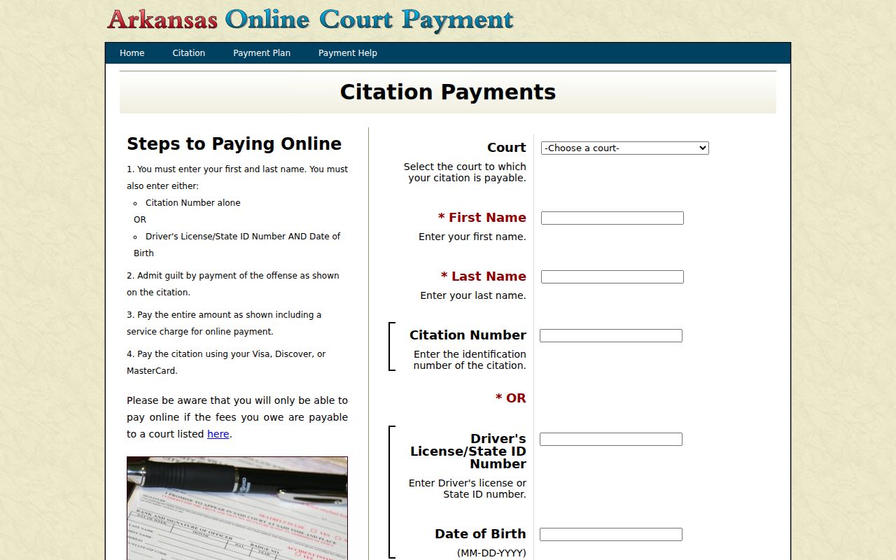 Independence County traffic court records citation query